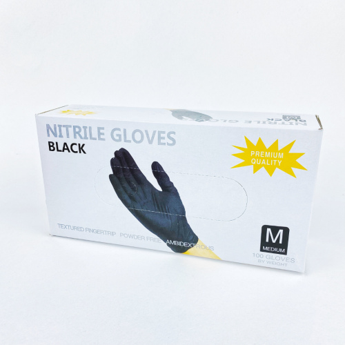 Перчатки нитриловые Nitrile Gloves черные р.М 50пар