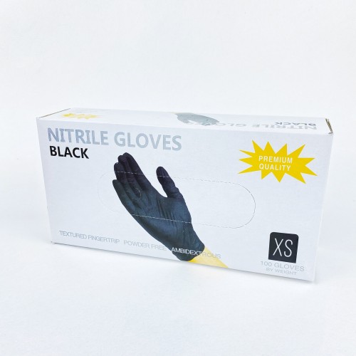 Перчатки нитриловые Nitrile Gloves черные р.XS 50пар